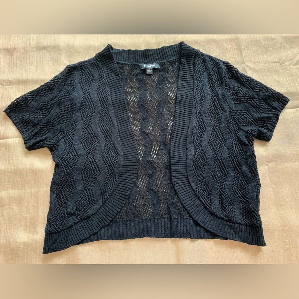 Elementz black crop knit cardigan size M